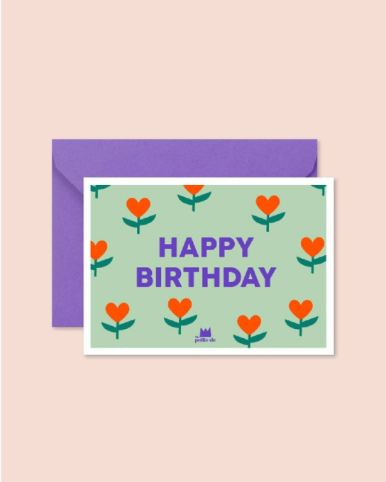Carte Happy Birthday Tulipes