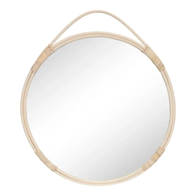 Malo Mirror - Miroir rond en rotin naturel