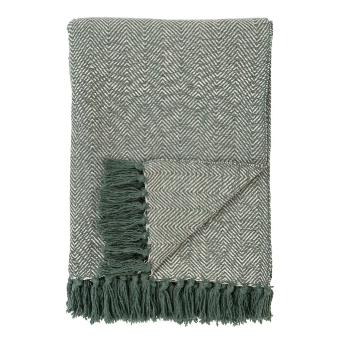 Couverture en coton vert et blanc