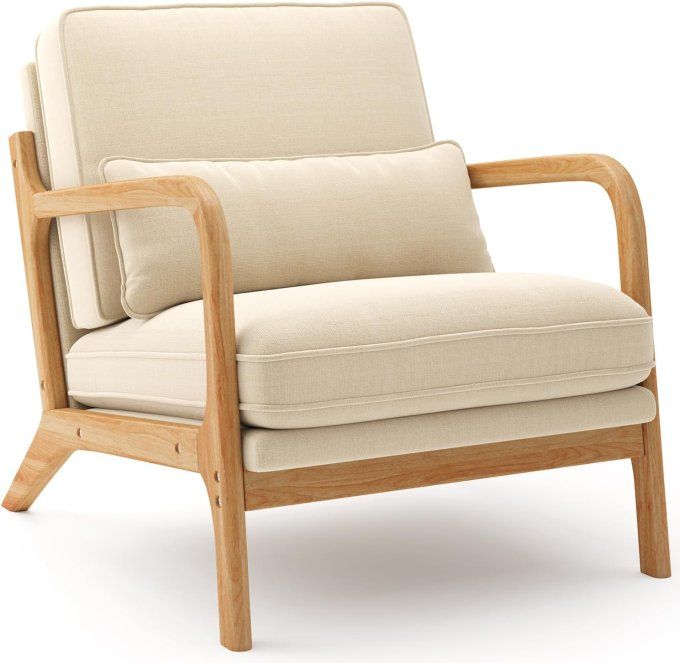 Fauteuil bois et beige