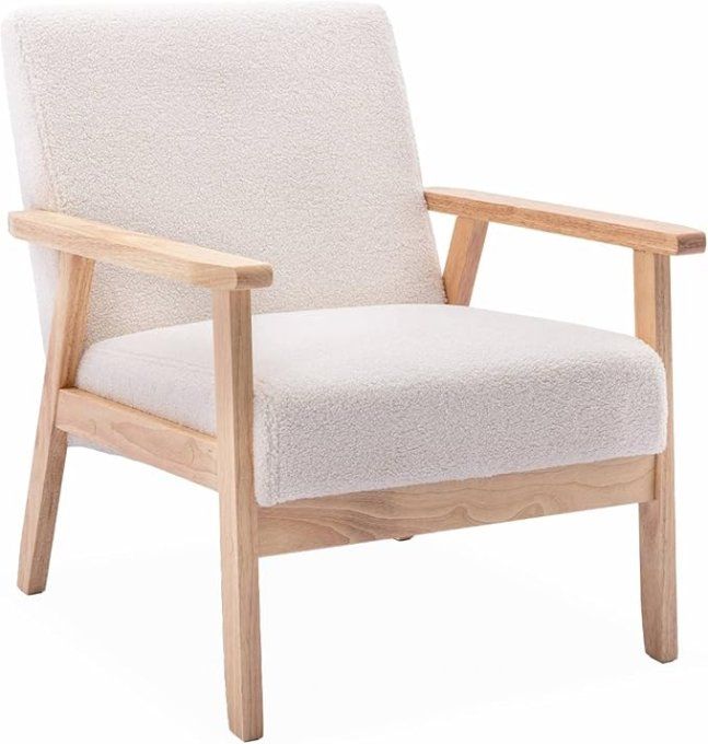 Fauteuil scandinave tissu bouclette 