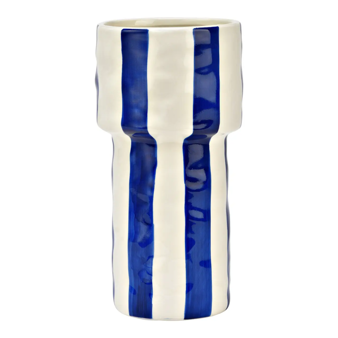 Vase rayé bleu 