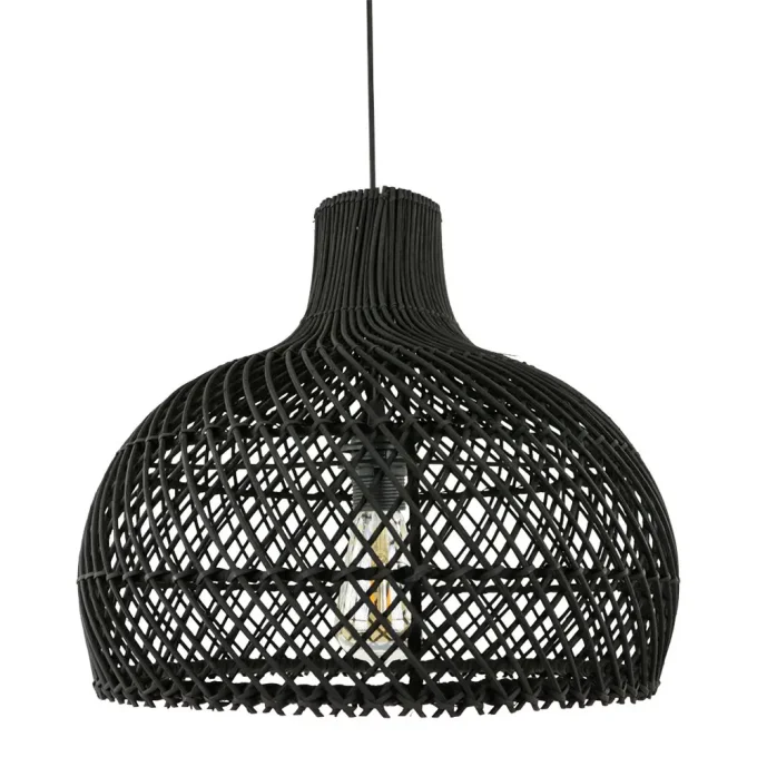 Lampe suspendue en rotin noir Debby