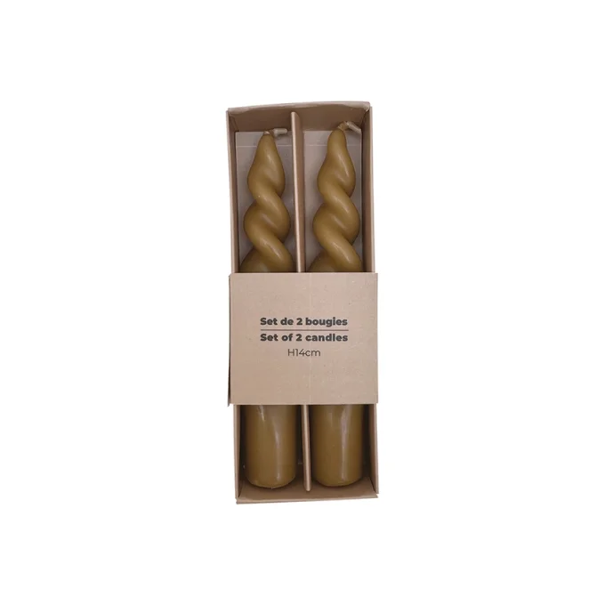 Set 2 bougies torsadées marron 