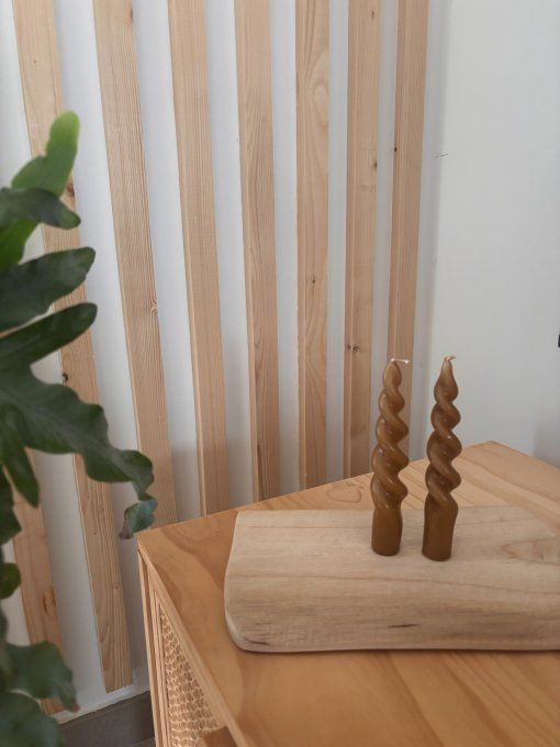 Set 2 bougies torsadées marron 