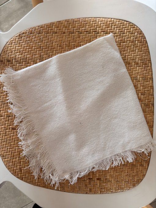 Serviettes franges blanches lot de 2