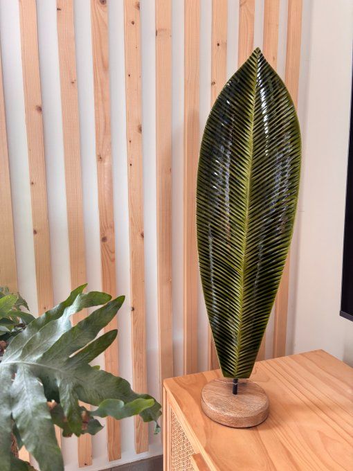 Objet décoratif à poser feuille verte