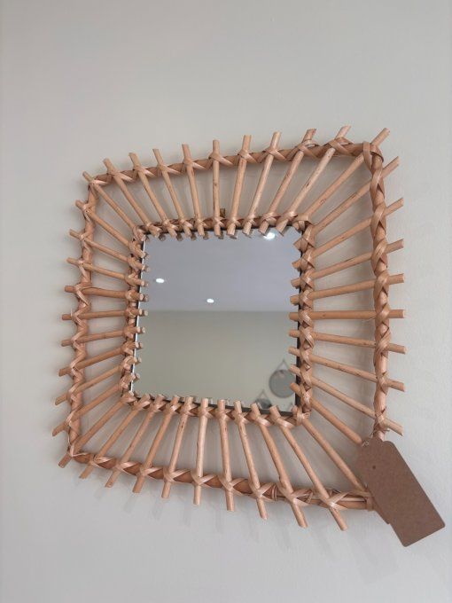 Miroir rotin 40x40cm