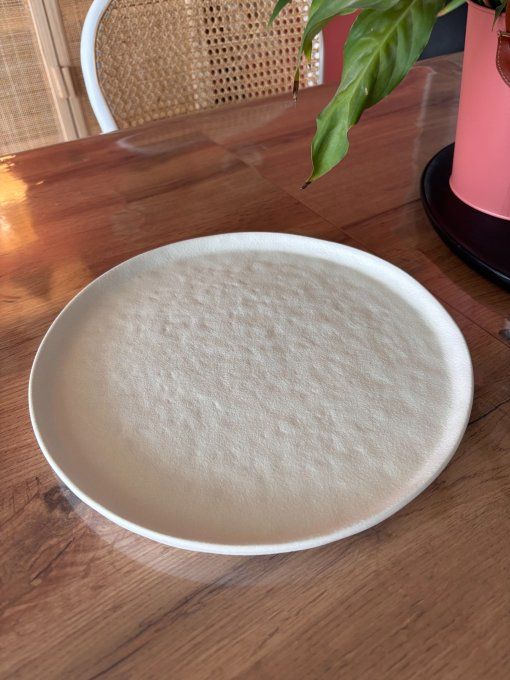 Assiette plate en grès blanc mat lot de 2