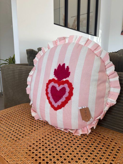 Coussin coeur rose 