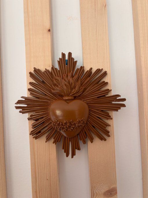 Déco ex voto coeur brun 