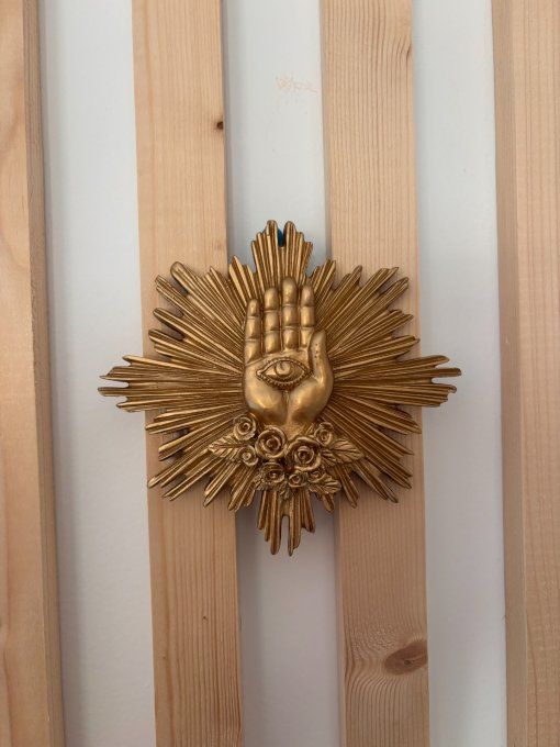 Déco ex voto main doré 