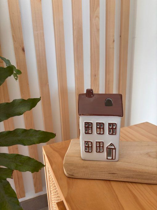 Photophore maison marron GM