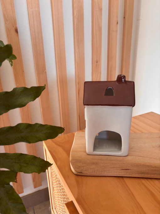 Photophore maison marron GM