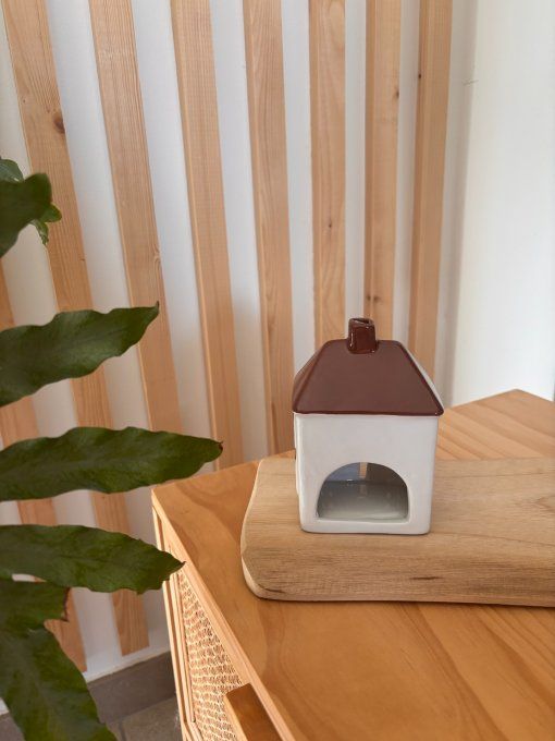 Photophore maison marron PM